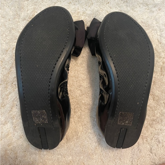 Prada Sport Black Patent Leather Nylon Bow Detail Scrunch Ballet Flat Size 37.5 - Picture 6 of 13